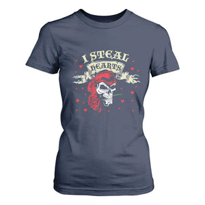 Funny Valentine's Day Pirate T Shirt For Women I Steal Hearts Rose TS11 Navy Print Your Wear