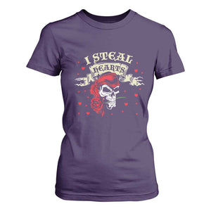 Funny Valentine's Day Pirate T Shirt For Women I Steal Hearts Rose TS11 Purple Print Your Wear