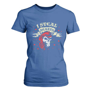 Funny Valentine's Day Pirate T Shirt For Women I Steal Hearts Rose TS11 Royal Blue Print Your Wear