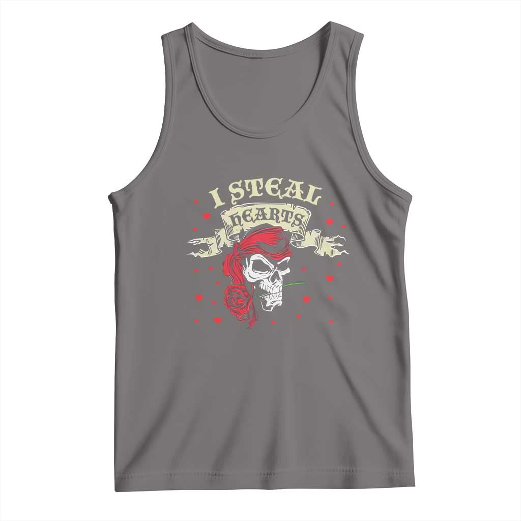 Funny Valentine's Day Pirate Tank Top I Steal Hearts Rose TS11 Deep Heather Print Your Wear