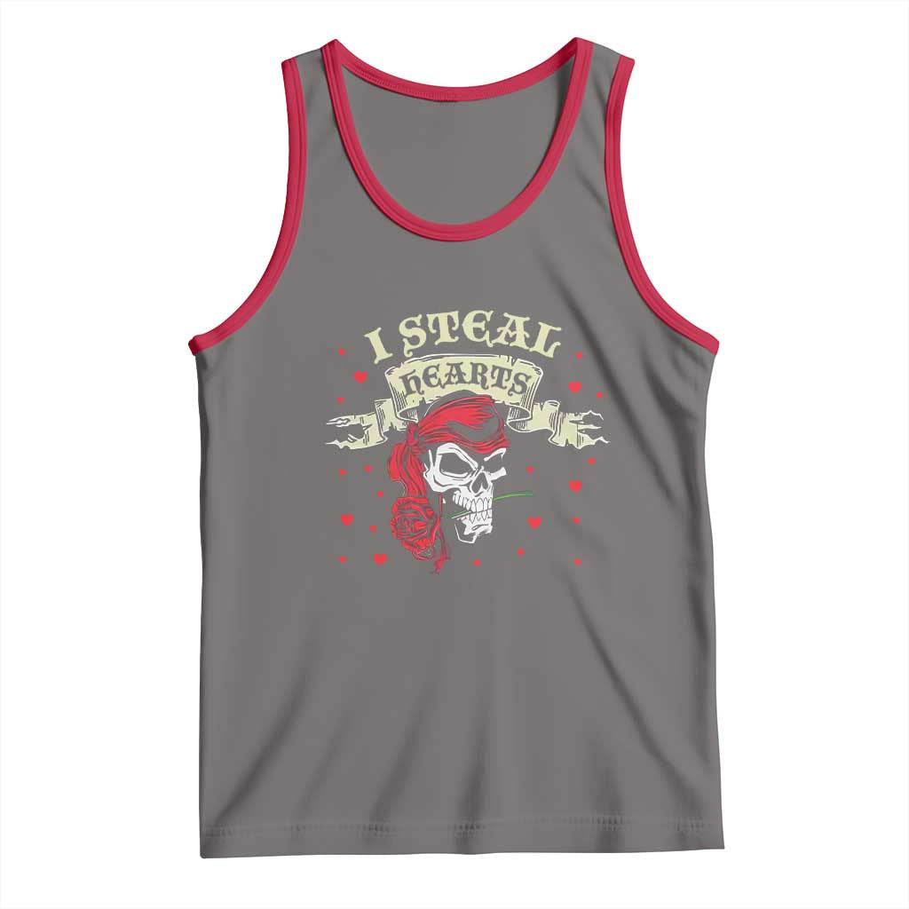 Funny Valentine's Day Pirate Tank Top I Steal Hearts Rose TS11 Deep Heather Red Print Your Wear