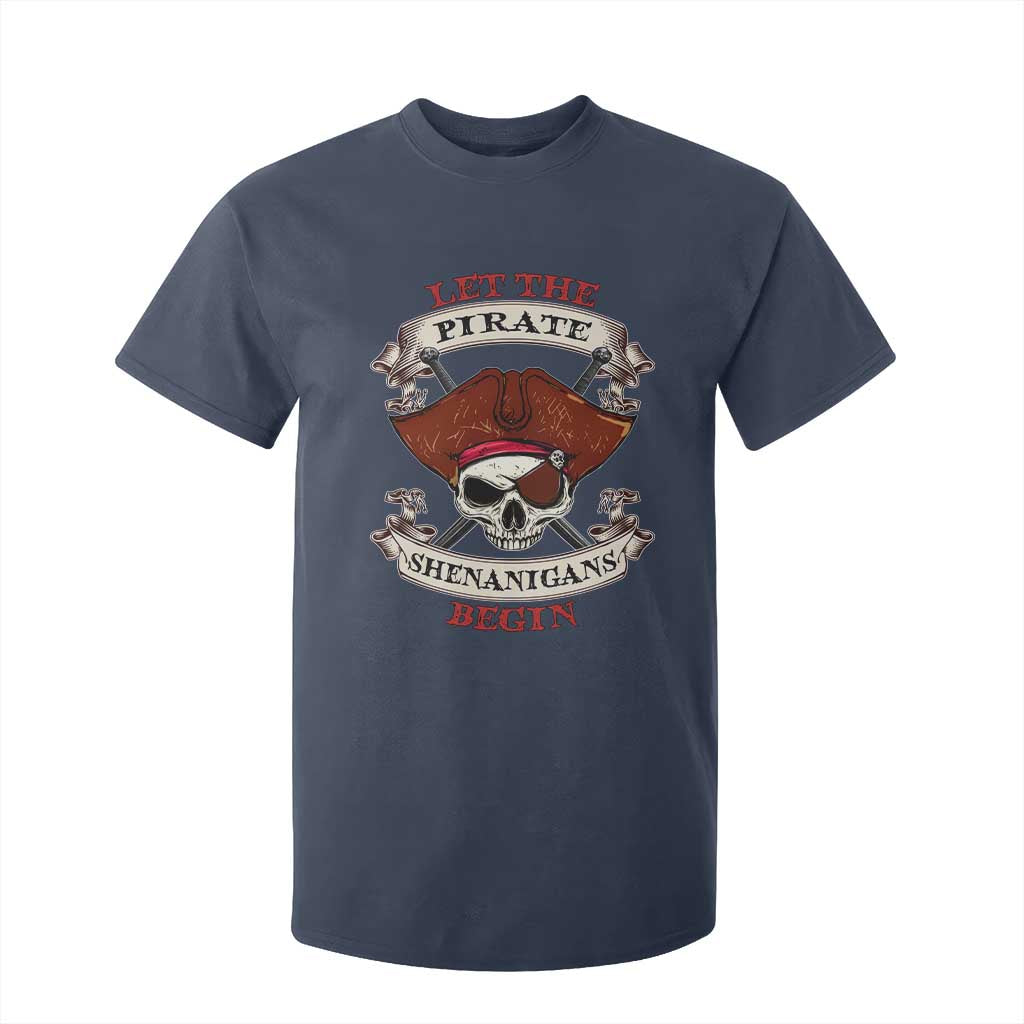 Let The Pirate Shenanigans Begin T Shirt For Kid Funny Crossbones Freebooter TS11 Navy Print Your Wear