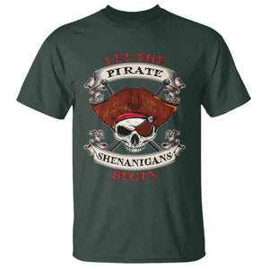Let The Pirate Shenanigans Begin T Shirt Funny Crossbones Freebooter TS11 Dark Forest Green Print Your Wear