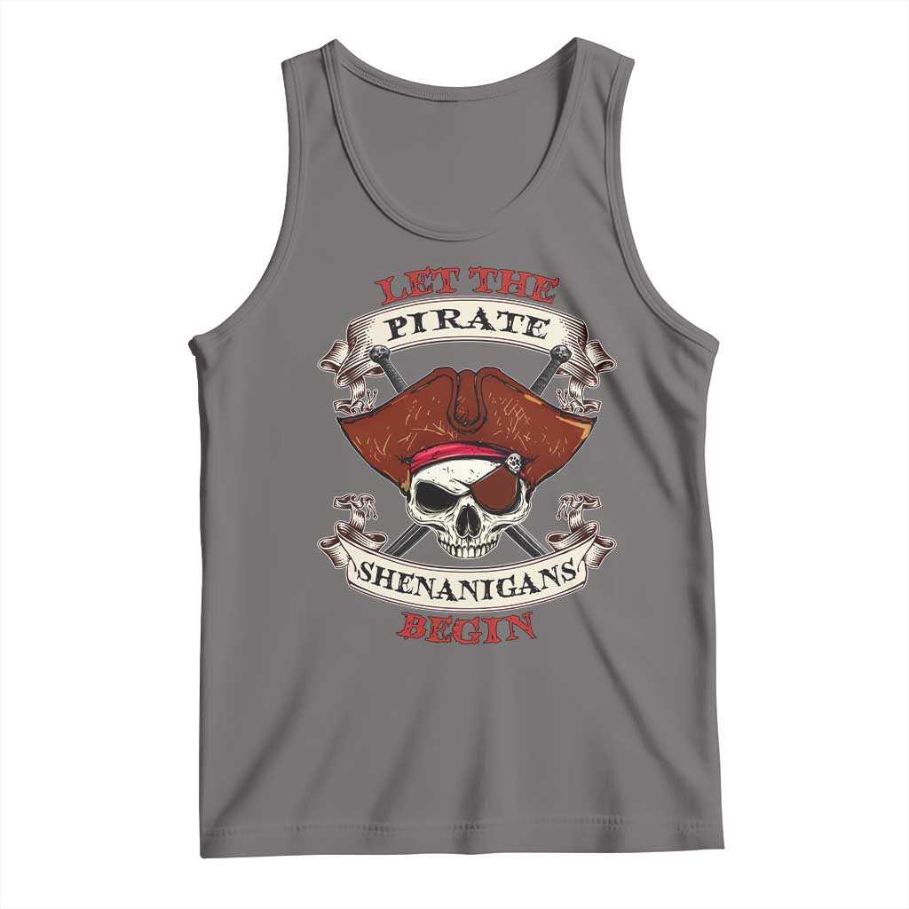 Let The Pirate Shenanigans Begin Tank Top Funny Crossbones Freebooter TS11 Deep Heather Print Your Wear