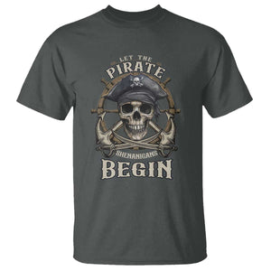 Funny Let The Pirate Shenanigans Begin T Shirt Vintage Captain Crossbones Freebooter TS11 Dark Heather Print Your Wear