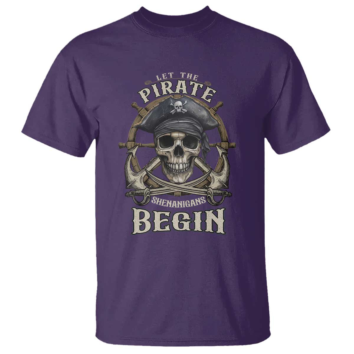 Funny Let The Pirate Shenanigans Begin T Shirt Vintage Captain Crossbones Freebooter TS11 Purple Print Your Wear