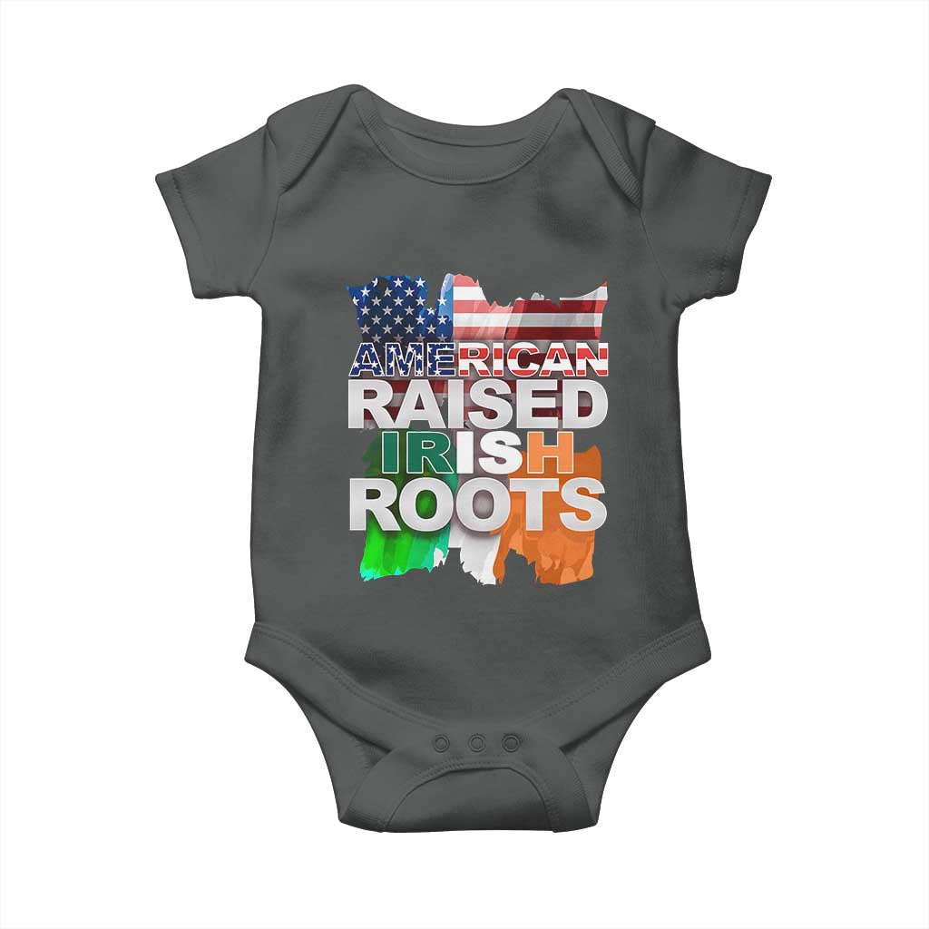 Irish American Baby Onesie American Raised Irish Roots St Patrick's Day TS11 Dark Heather Print Your Wear