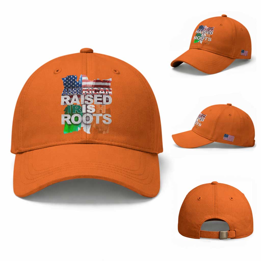 Irish American Baseball Cap American Raised Irish Roots St Patrick's Day TS11 Baseball Cap Universal Fit Orange Print Your Wear