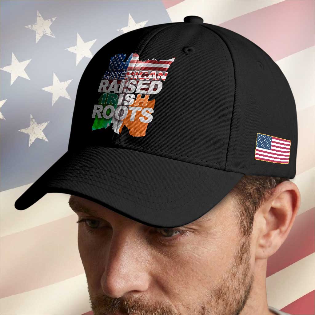 Irish American Baseball Cap American Raised Irish Roots St Patrick's Day TS11 Print Your Wear