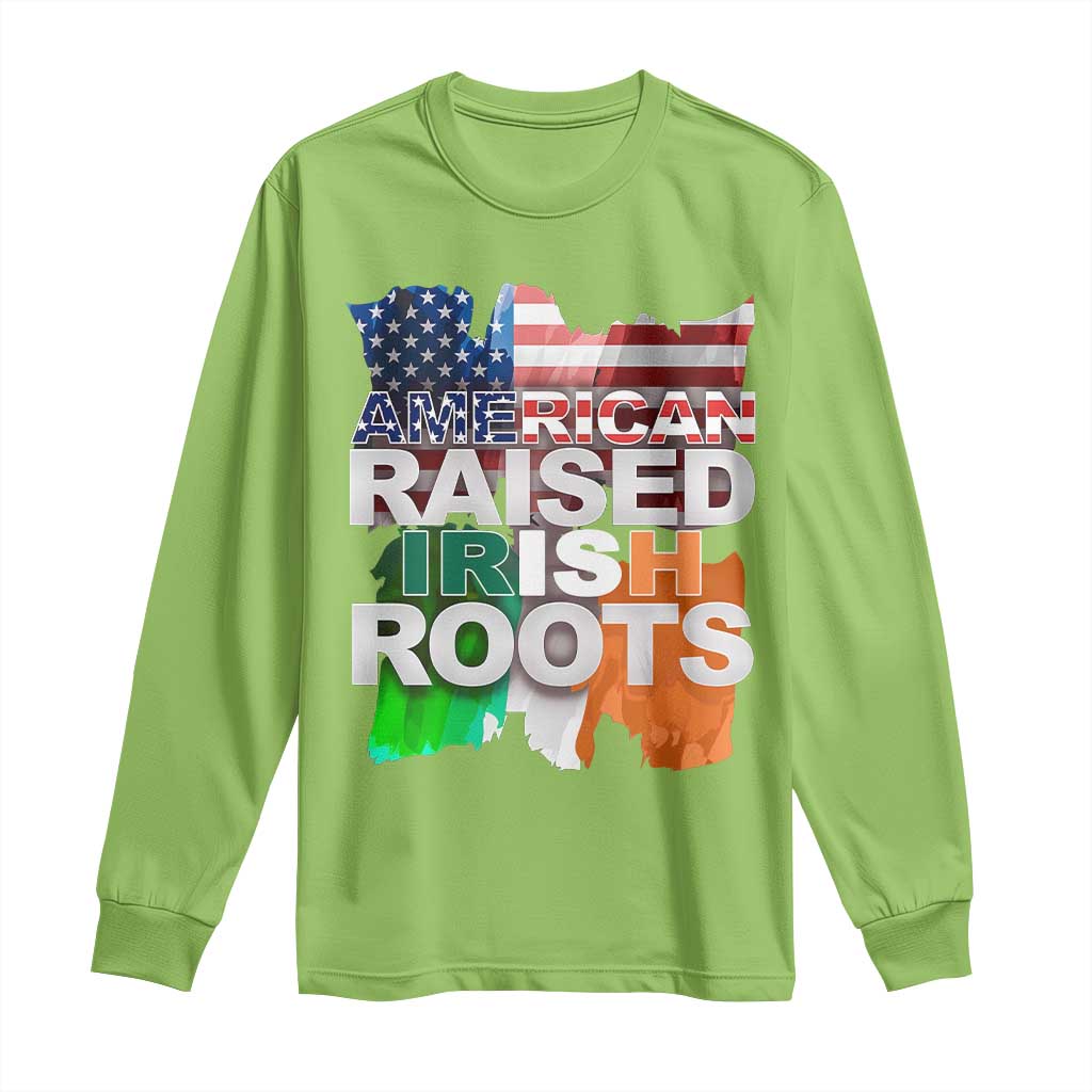 Irish American Long Sleeve Shirt American Raised Irish Roots St Patrick's Day TS11 Lime Print Your Wear