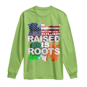 Irish American Long Sleeve Shirt American Raised Irish Roots St Patrick's Day TS11 Lime Print Your Wear