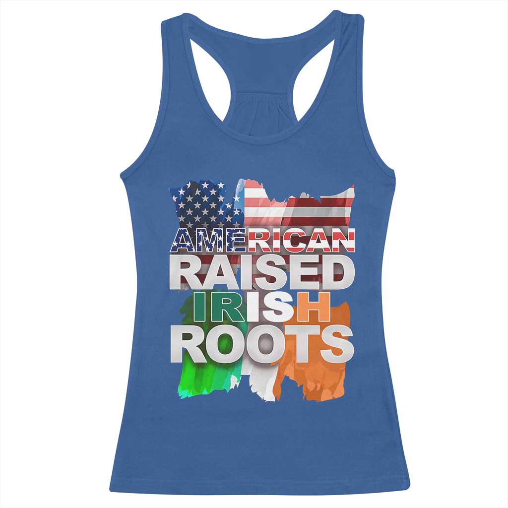 Irish American Racerback Tank Top American Raised Irish Roots St Patrick's Day TS11 Royal Blue Print Your Wear