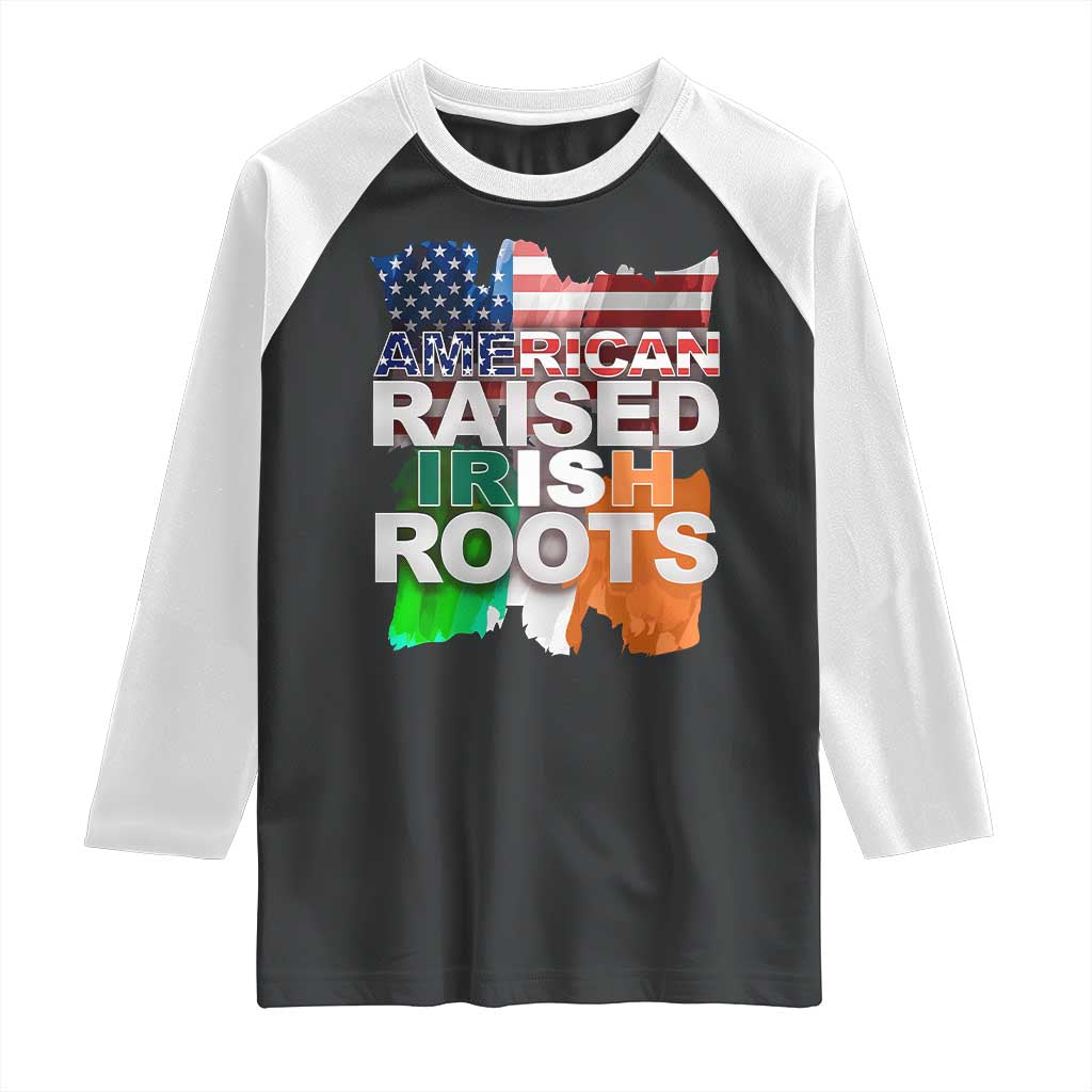 Irish American Raglan Shirt American Raised Irish Roots St Patrick's Day TS11 Black White Print Your Wear