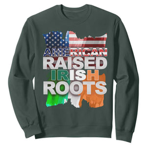 Irish American Sweatshirt American Raised Irish Roots St Patrick's Day TS11 Dark Forest Green Print Your Wear