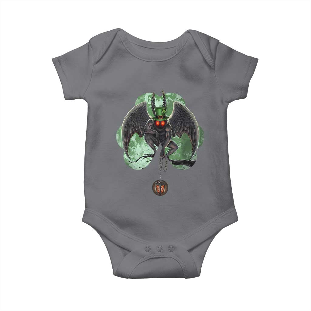Funny St Patrick's Day Mothman Cryptid Creature Shamrock Baby Onesie TS11 Charcoal Print Your Wear