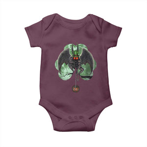 Funny St Patrick's Day Mothman Cryptid Creature Shamrock Baby Onesie TS11 Maroon Print Your Wear