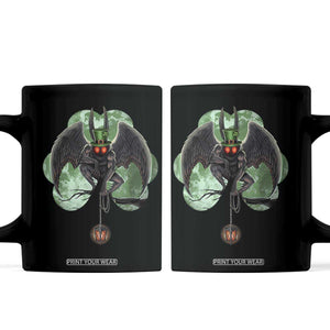 Funny St Patrick's Day Mothman Cryptid Creature Shamrock Coffee Mug TS11 Black Print Your Wear