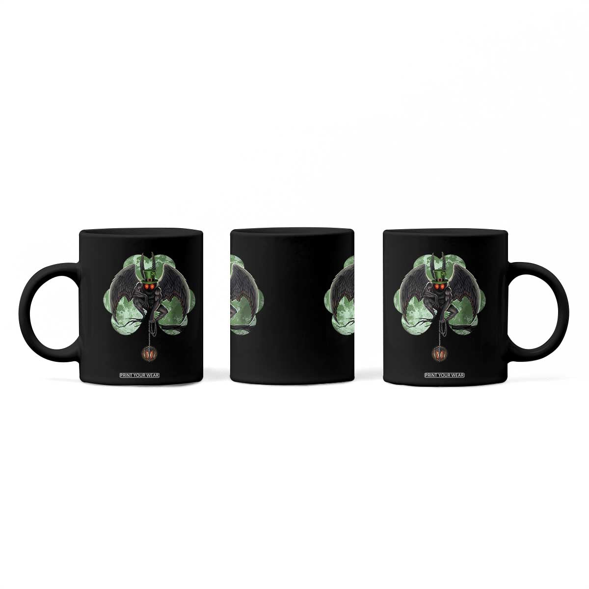 Funny St Patrick's Day Mothman Cryptid Creature Shamrock Coffee Mug TS11 Print Your Wear