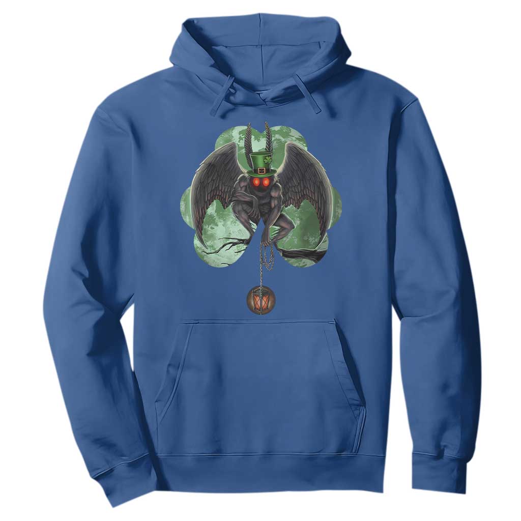 Funny St Patrick's Day Mothman Cryptid Creature Shamrock Hoodie TS11 Royal Blue Print Your Wear