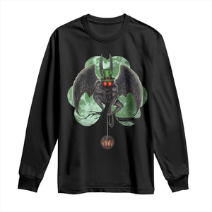 Funny St Patrick's Day Mothman Cryptid Creature Shamrock Long Sleeve Shirt TS11 Black Print Your Wear