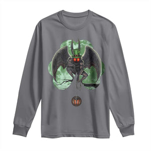 Funny St Patrick's Day Mothman Cryptid Creature Shamrock Long Sleeve Shirt TS11 Charcoal Print Your Wear