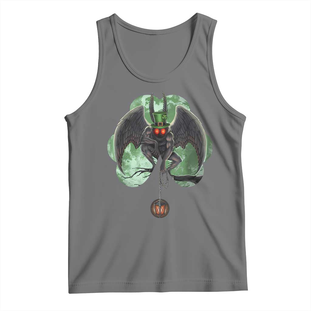 Funny St Patrick's Day Mothman Cryptid Creature Shamrock Tank Top TS11 Black Heather Print Your Wear