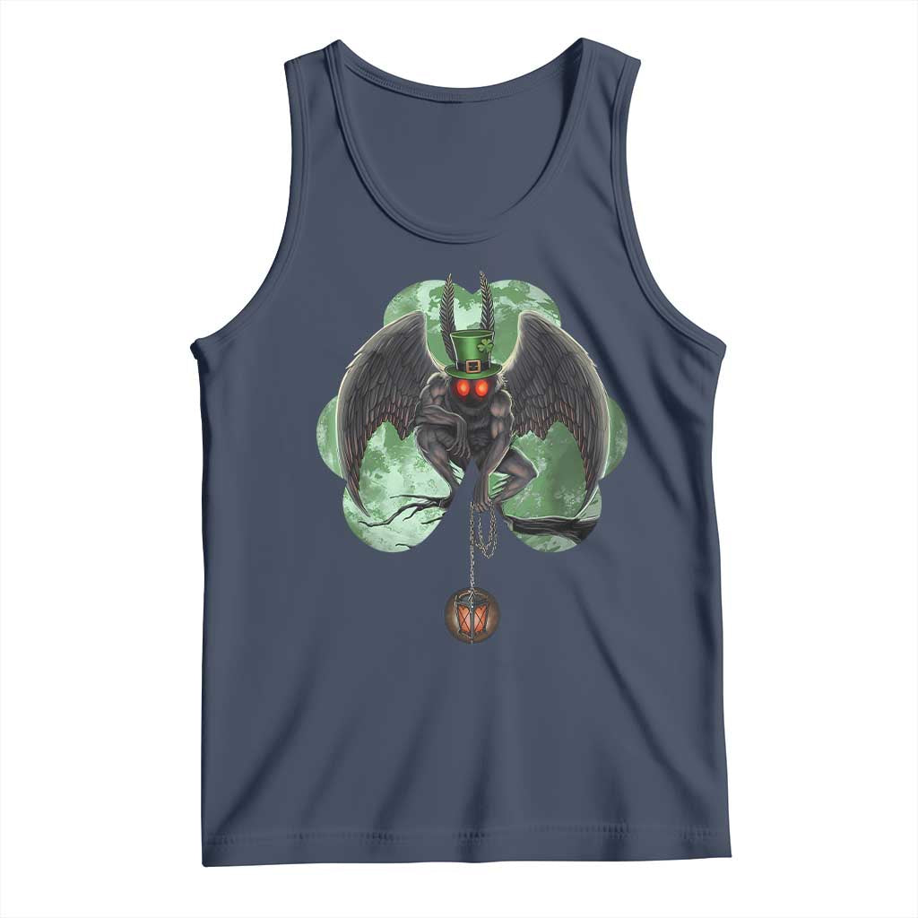 Funny St Patrick's Day Mothman Cryptid Creature Shamrock Tank Top TS11 Navy Print Your Wear