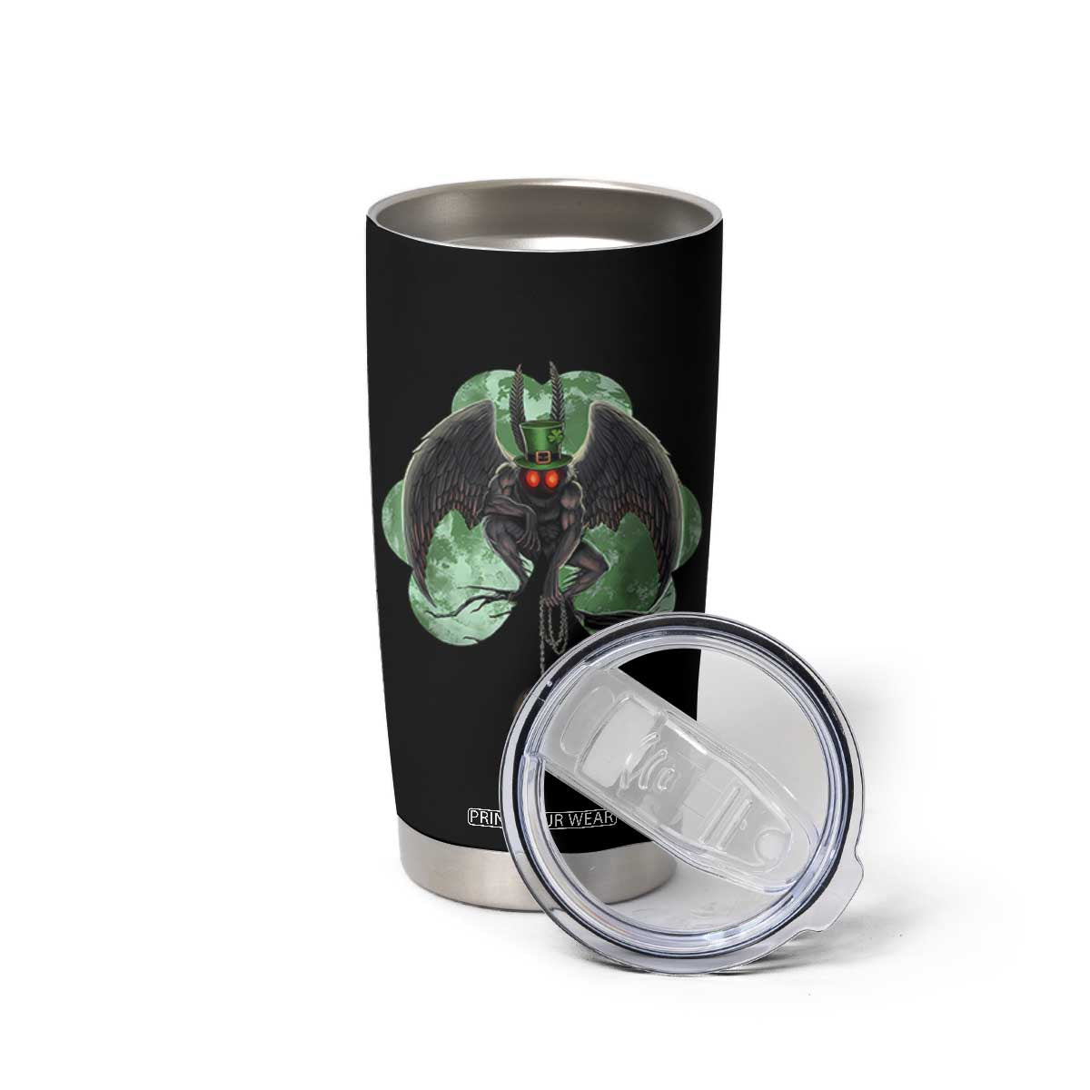 Funny St Patrick's Day Mothman Cryptid Creature Shamrock Tumbler Cup TS11 Print Your Wear
