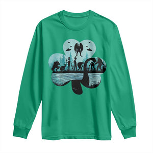 Funny Cryptid St Patrick's Day Long Sleeve Shirt Bigfoot Mothman Aliens Shamrock TS11 Irish Green Print Your Wear