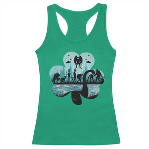 Funny Cryptid St Patrick's Day Racerback Tank Top Bigfoot Mothman Aliens Shamrock TS11 Irish Green Print Your Wear
