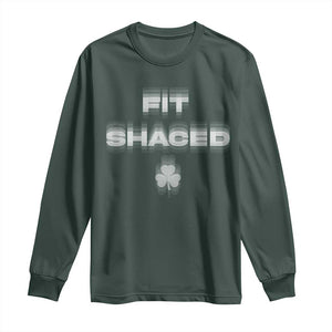 Funny Irish Beer Drinking St Patrick's Day Fit Shaced Long Sleeve Shirt Shamrock TS11 Dark Forest Green Print Your Wear