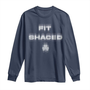 Funny Irish Beer Drinking St Patrick's Day Fit Shaced Long Sleeve Shirt Shamrock TS11 Navy Print Your Wear