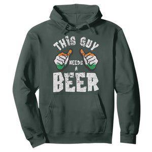 Funny Irish Beer Drinking Hoodie This Guy Needs A Beer Ireland Flag TS11 Dark Forest Green Print Your Wear