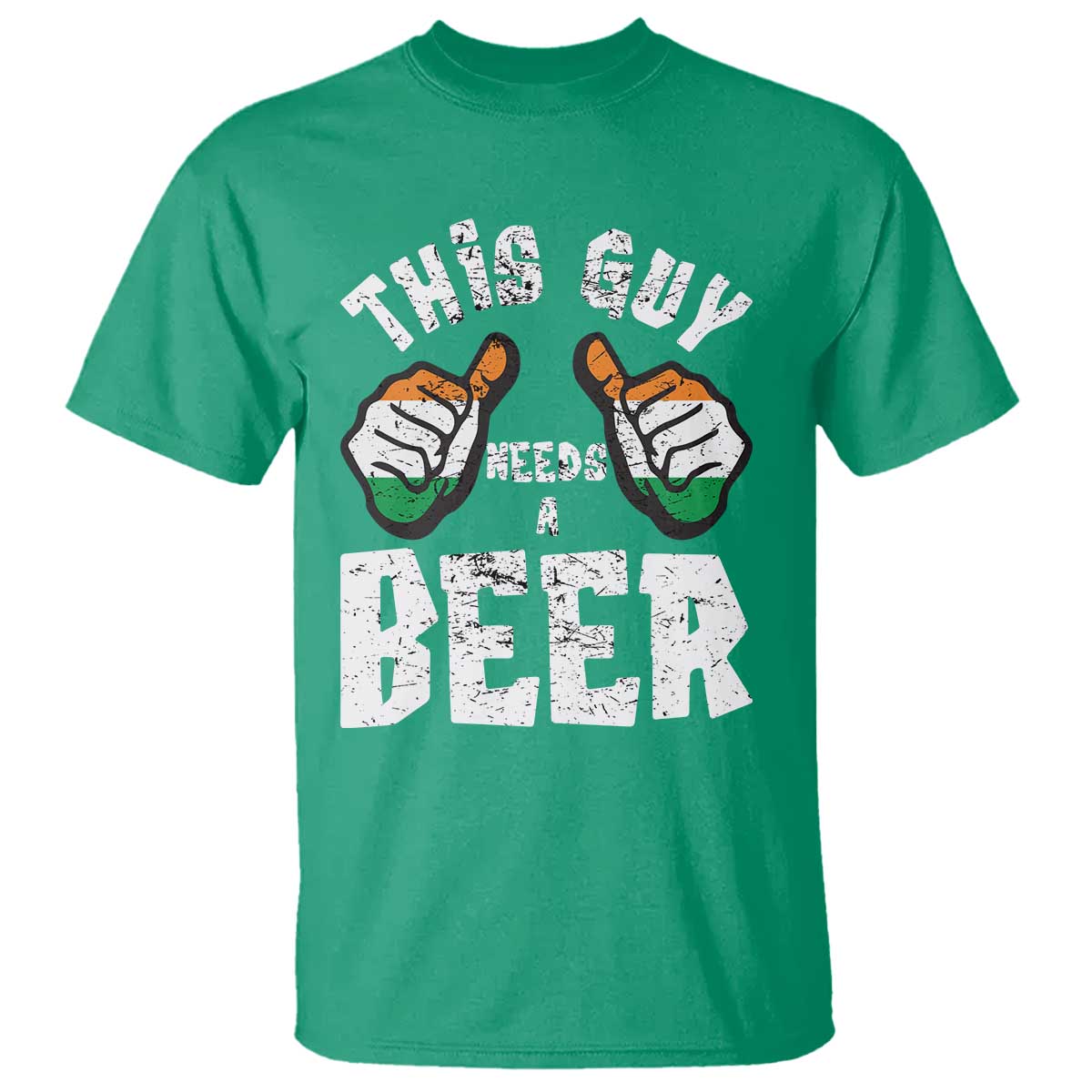 Funny Irish Beer Drinking T Shirt This Guy Needs A Beer Ireland Flag TS11 Irish Green Print Your Wear
