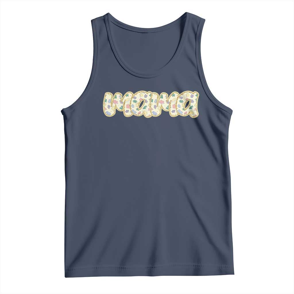 Autism Mama Tank Top Autism Awareness Mental Health Puzzle Glitter Print TS11 Navy Print Your Wear