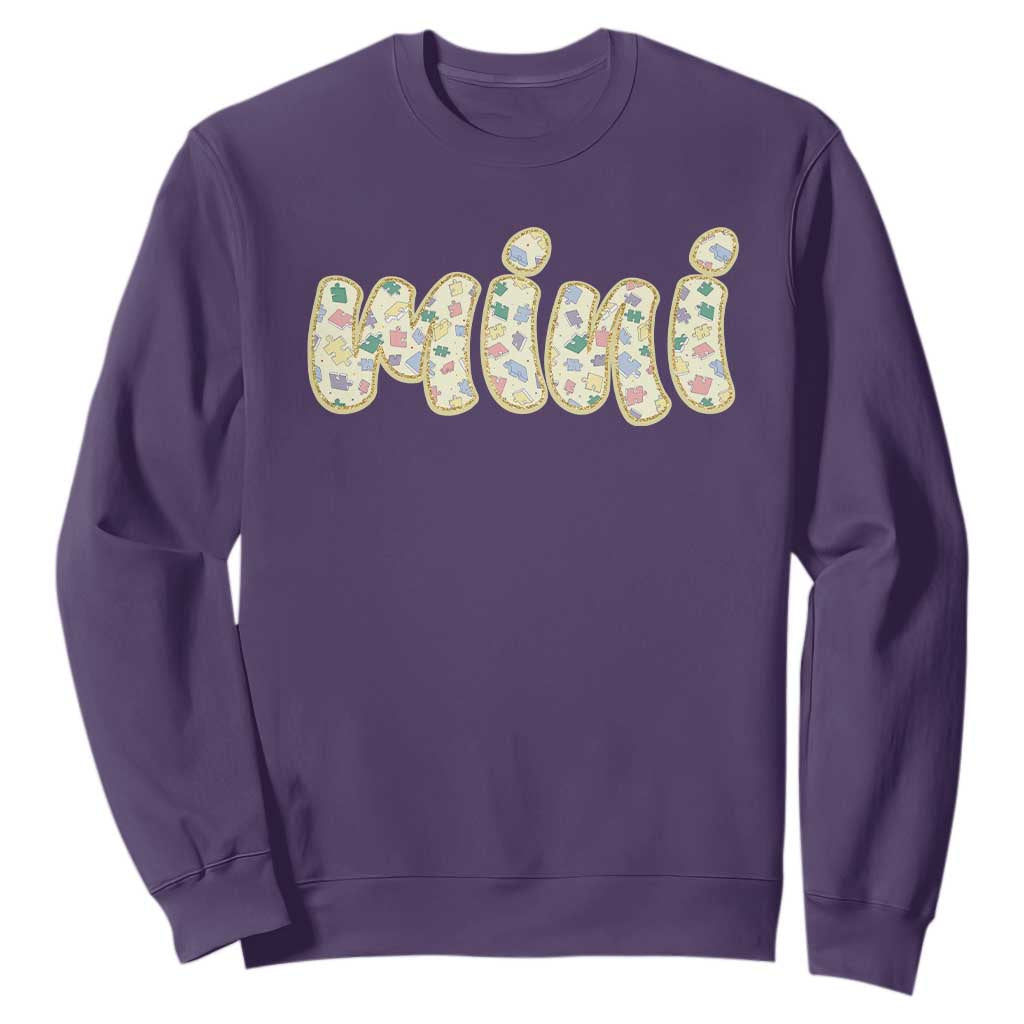 Autism Mini Sweatshirt Autism Awareness Mental Health Puzzle Glitter Print TS11 Purple Print Your Wear