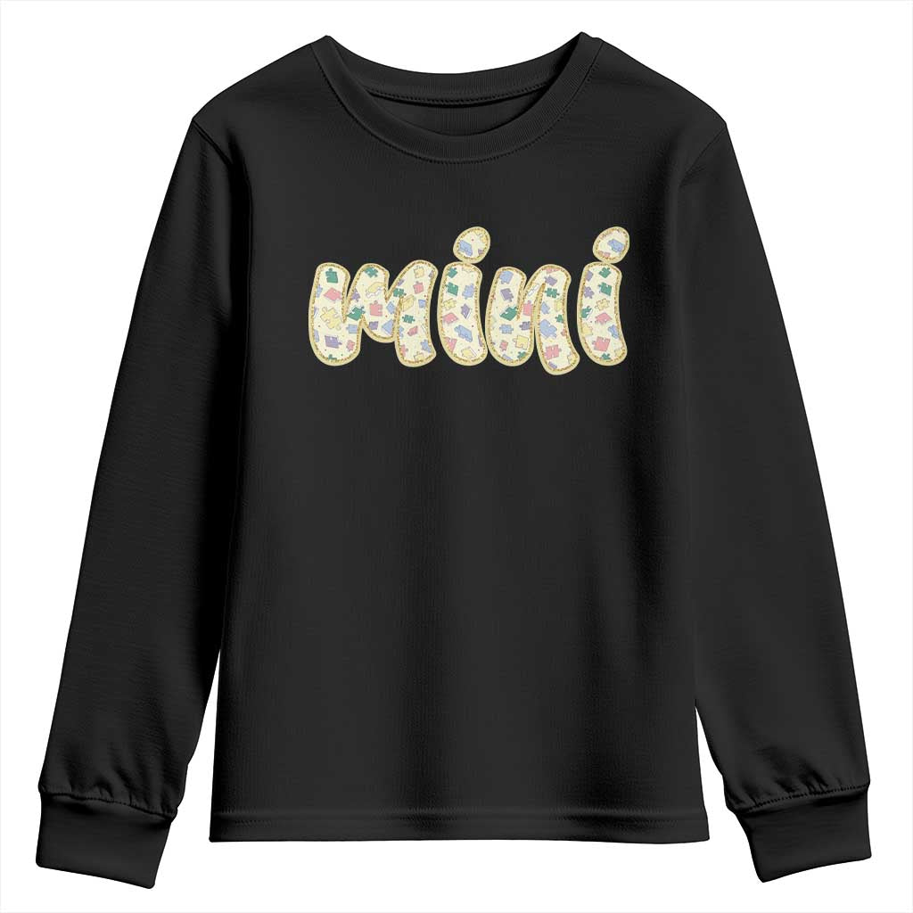 Autism Mini Youth Sweatshirt Autism Awareness Mental Health Puzzle Glitter Print TS11 Black Print Your Wear