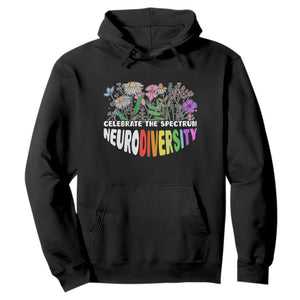 Celebrate The Spectrum Neurodiversity Hoodie Flower Autism Awareness ASD ADHD TS11 Black Print Your Wear