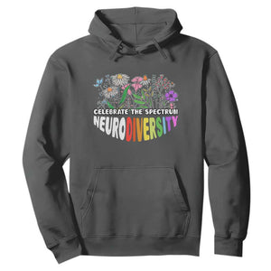 Celebrate The Spectrum Neurodiversity Hoodie Flower Autism Awareness ASD ADHD TS11 Dark Heather Print Your Wear