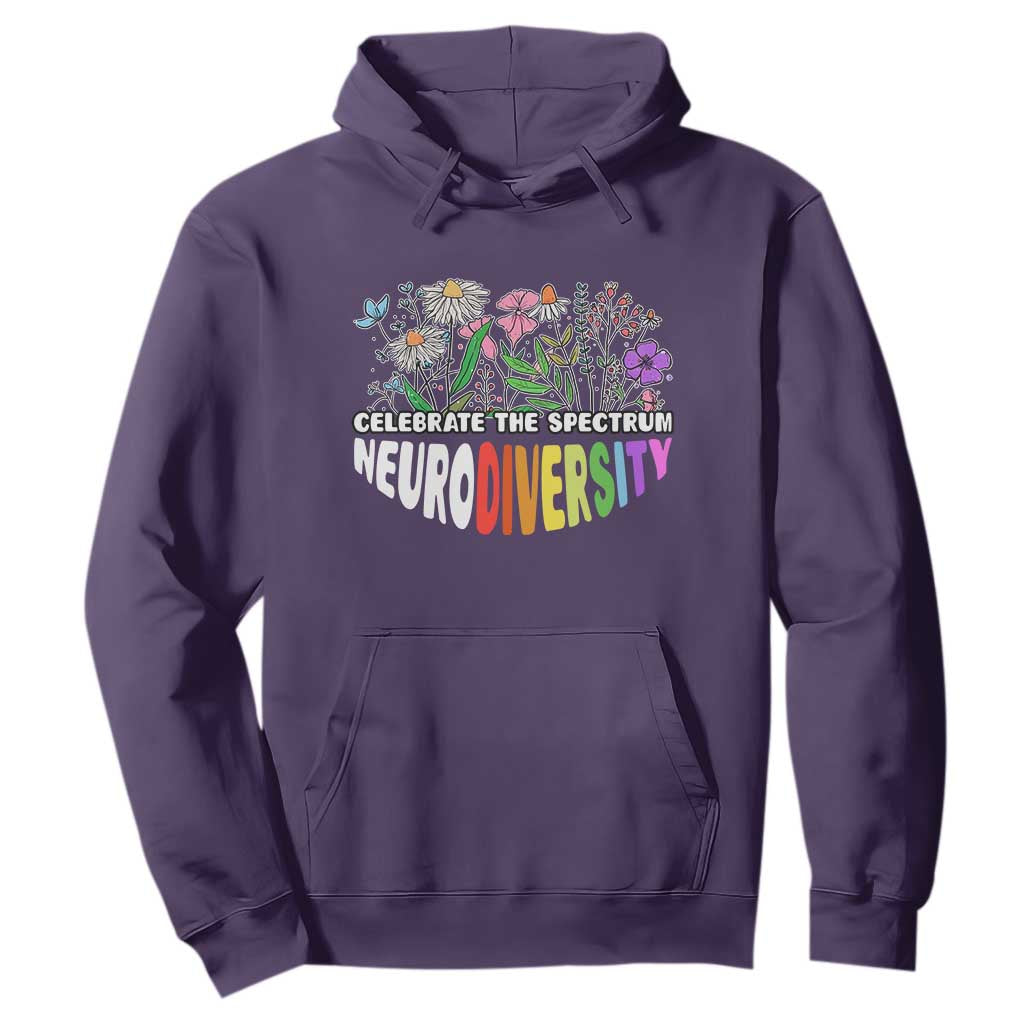 Celebrate The Spectrum Neurodiversity Hoodie Flower Autism Awareness ASD ADHD TS11 Purple Print Your Wear
