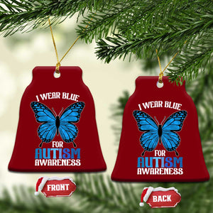 I Wear Blue For Autism Awareness Ceramic Ornament Blue Butterfly Puzzle Pieces TS11 Print Your Wear