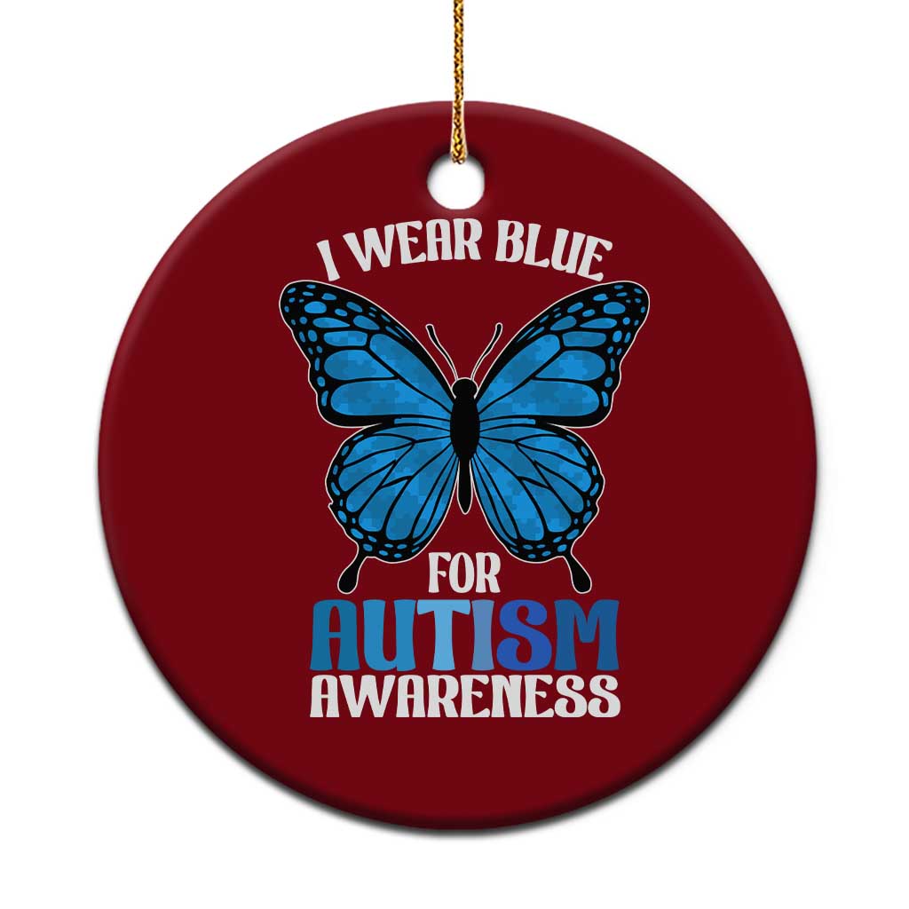 I Wear Blue For Autism Awareness Ceramic Ornament Blue Butterfly Puzzle Pieces TS11 1pc Red Print Your Wear