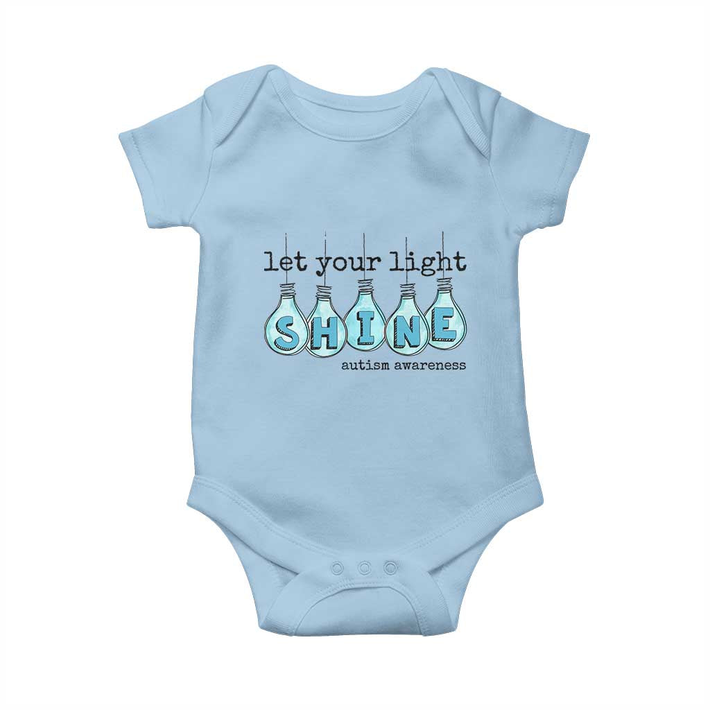 Let Your Light Shine Autism Awareness Baby Onesie Light Bulb Autism Acceptance TS11 Light Blue Print Your Wear