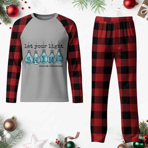 Let Your Light Shine Autism Awareness Plaid Pajama Set Light Bulb Autism Acceptance TS11 Buffalo Plaid Print Your Wear