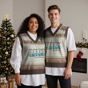 Let Your Light Shine Autism Awareness V-Neck Knit Sweater Vest Light Bulb Autism Acceptance TS11 Mocha Mousse Print Your Wear