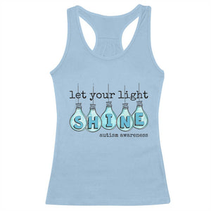 Let Your Light Shine Autism Awareness Racerback Tank Top Light Bulb Autism Acceptance TS11 Light Blue Print Your Wear