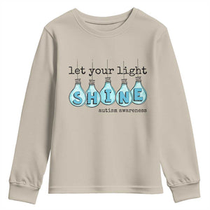 Let Your Light Shine Autism Awareness Youth Sweatshirt Light Bulb Autism Acceptance TS11 Sand Print Your Wear