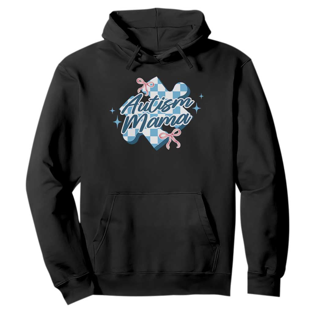 Autism Mama Coquette Puzzle Piece Pink Bow Hoodie TS11 Black Print Your Wear