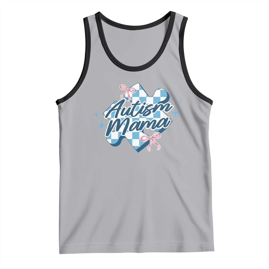 Autism Mama Coquette Puzzle Piece Pink Bow Tank Top TS11 Athletic Heather Black Print Your Wear