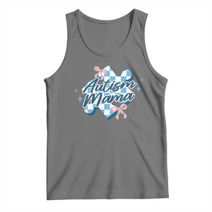 Autism Mama Coquette Puzzle Piece Pink Bow Tank Top TS11 Black Heather Print Your Wear